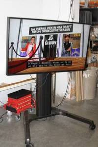 lot 53 image: Sharp PN-E601 Professional  Commercial HD Video Monitor  Display  TV on Heavy Duty Chief Rolling Stand  Cart