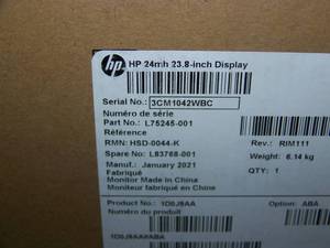 lot 64 image: Hewlett Packard (HP), Model 24mh, 23.8 Computer  PC Monitor