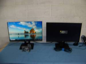 lot 82 image: (2) 23.8 HP (Hewlett Packard) Computer  PC Monitors on Stands