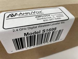 lot 148 image: New in Box AmpliVox S1698 2.4GHz Digital Wireless Lavalier Microphone System
