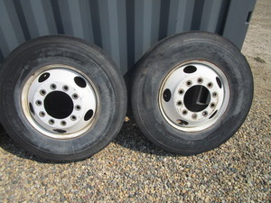 lot 11 image: (2) Semi Wheels & 11R 22.5 Tires
