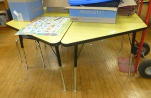 lot 303 image: 2 Yellow tables, no contents
