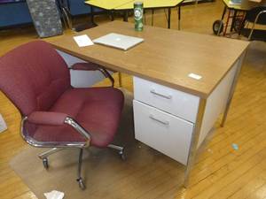 lot 313 image: Desk, chair and any contents