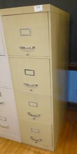 lot 314 image: Dark tan 4 drawer file cabinet and contents