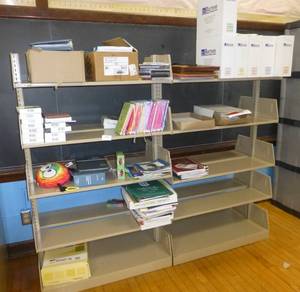 lot 315 image: Two double sided shelving units and contents