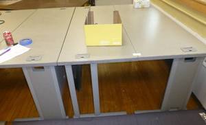 lot 505 image: THREE tables with troughs for cabling