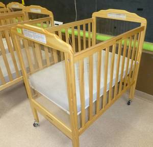 lot 702 image: Baby Crib on wheels with plexiglass ends for easy monitoring