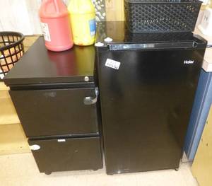 lot 810 image: Refrigerator and file cabinet and contents
