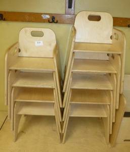lot 816 image: NINE stackable wood chairs