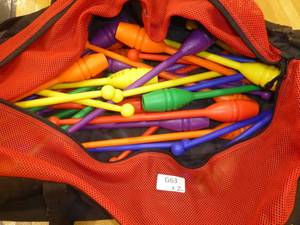 lot G63 image: Bag of Juggling Batons and Bocce ball and croquet set