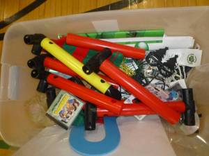 lot G71 image: a couple of strands of christmas lights and some plastic pipes, dont know what they make