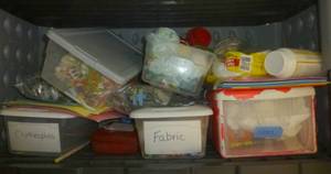 lot C2 image: Large Rubbermaid Closet full of crafting contents