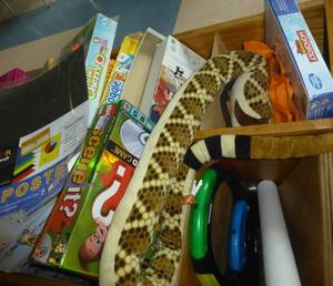 lot C29 image: Wood cabinet full of games 60x24x32