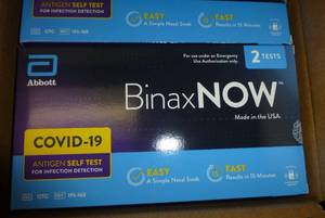 lot O12 image: 7 Boxes of BinaxNow Covid tests each box has 2 tests
