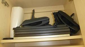 lot O47 image: Picture frames, small safety cones, big box of envelopes of all sizes