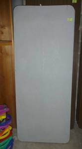 lot E4 image: Two plastic folding tables 6 ft long