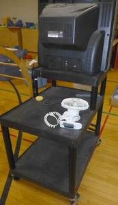 lot G114 image: Audio visual cart and a 27 inch tv