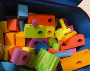 lot G136 image: Large storage shelf unit on wheels with the contents