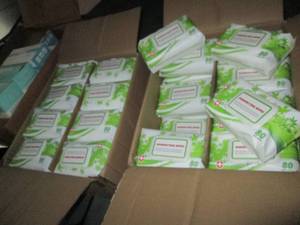lot C314 image: 2 Cases of disinfecting wipes and a case of facemasks