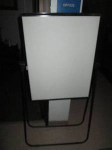 lot O159 image: Double sided Whiteboard on folding stand