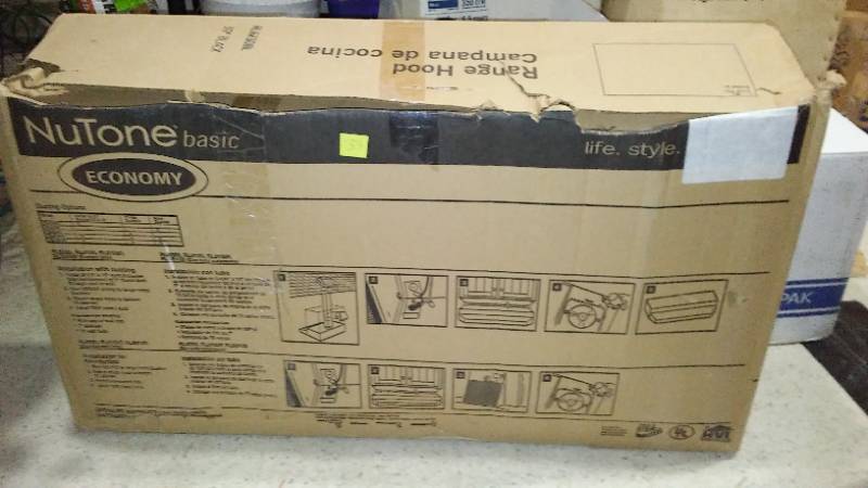 lot 762 image: Nutone Basic 30 Range Hood Black, Broan and More. All New in Box. 