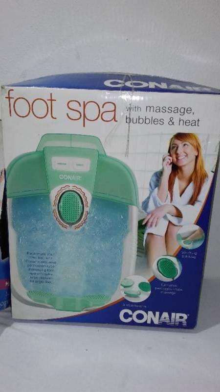 lot 756 image: New Conair Foot Spa and Massaging Lumbar Support System.