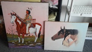 lot 790 image: Canvas Native Prints (2)