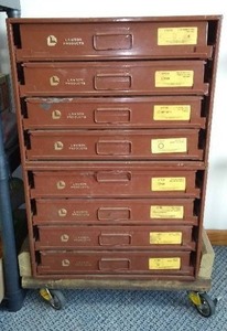 lot 791 image: Vintage Parts Organizer, Lawson Products.