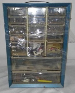 lot 836 image: 17 Drawer Parts organizer with contents.