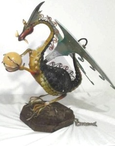 lot 847 image: Tin Metal Dragon Figurative Sculpture  Indooroutdoor. 24