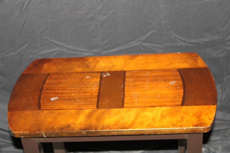 Metal and Wood Inlay End Table