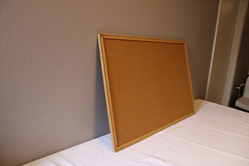 Wood framed cork board