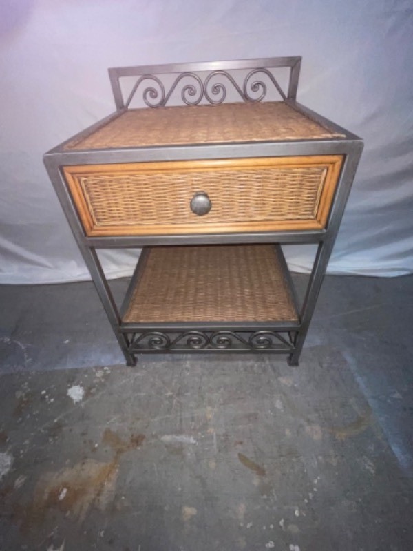 Wicker Nightstand and Twin size head board