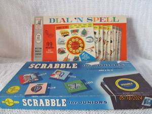 lot 20 image: Vintage Childrens Educational Games - Dial N Spell and Scrabble for Juniors