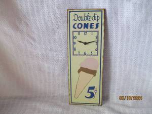 lot 28 image: Vintage Double-Dip Cones Wall Clock Sign