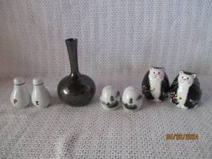 lot 110 image: Assorted Ceramic Salt and Pepper Shakers with Decorative Vase Lot