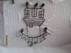 lot 116 image: Rustic Metal Welcome Sign with House Design