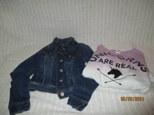 lot 143 image: Girls Denim Jacket and Unicorns Are Real Sweatshirt