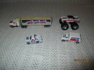 lot 166 image: Lot of 4 Vintage Die-Cast Pepsi Themed Model Vehicles