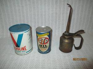 lot 194 image: Vintage Valvoline Motor Oil and STP Oil Treatment with Metal Oil Can