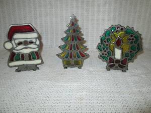 lot 349 image: Large stained glass candleholders