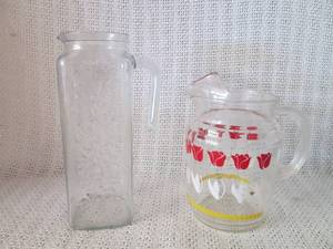 lot 248 image: Vintage Glass Pitchers - 2 Piece Lot