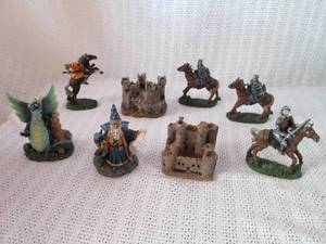 lot 251 image: Medieval Figurine Collection - Knights, Castles, Dragon, and Wizard