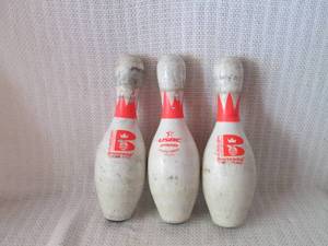 lot 305 image: Set of 3 Brunswick Score King Bowling Pins