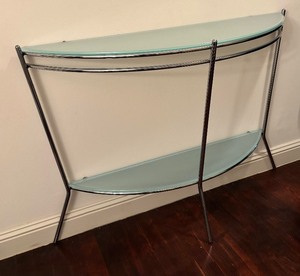 lot 20 image: Gorgeous Half Round Glass Top Console Table
