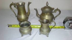 lot 303 image: Brass Tea Set (4 piece).