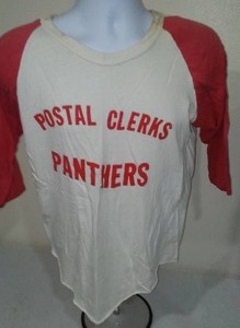 lot 357 image: Postal Clerks Panthers 1968 Pee Wee Baseball.