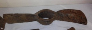 lot 385 image: Antique and vintage tools, Aluminum lunch box, pick axe head and more