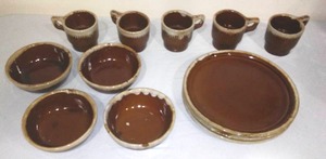 lot 392 image: Monmouth Brown Beehive Drip ware. Gorgeous