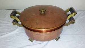 lot 453 image: Vintage Copper, Brass Chafing Dish 1950s.